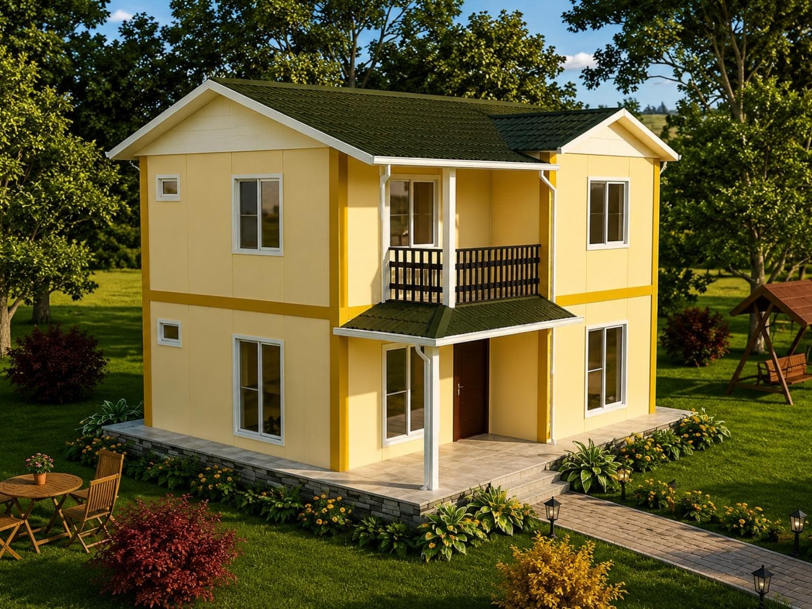 100 m² Çift Katlı Ekonomik Prefabrik Ev
