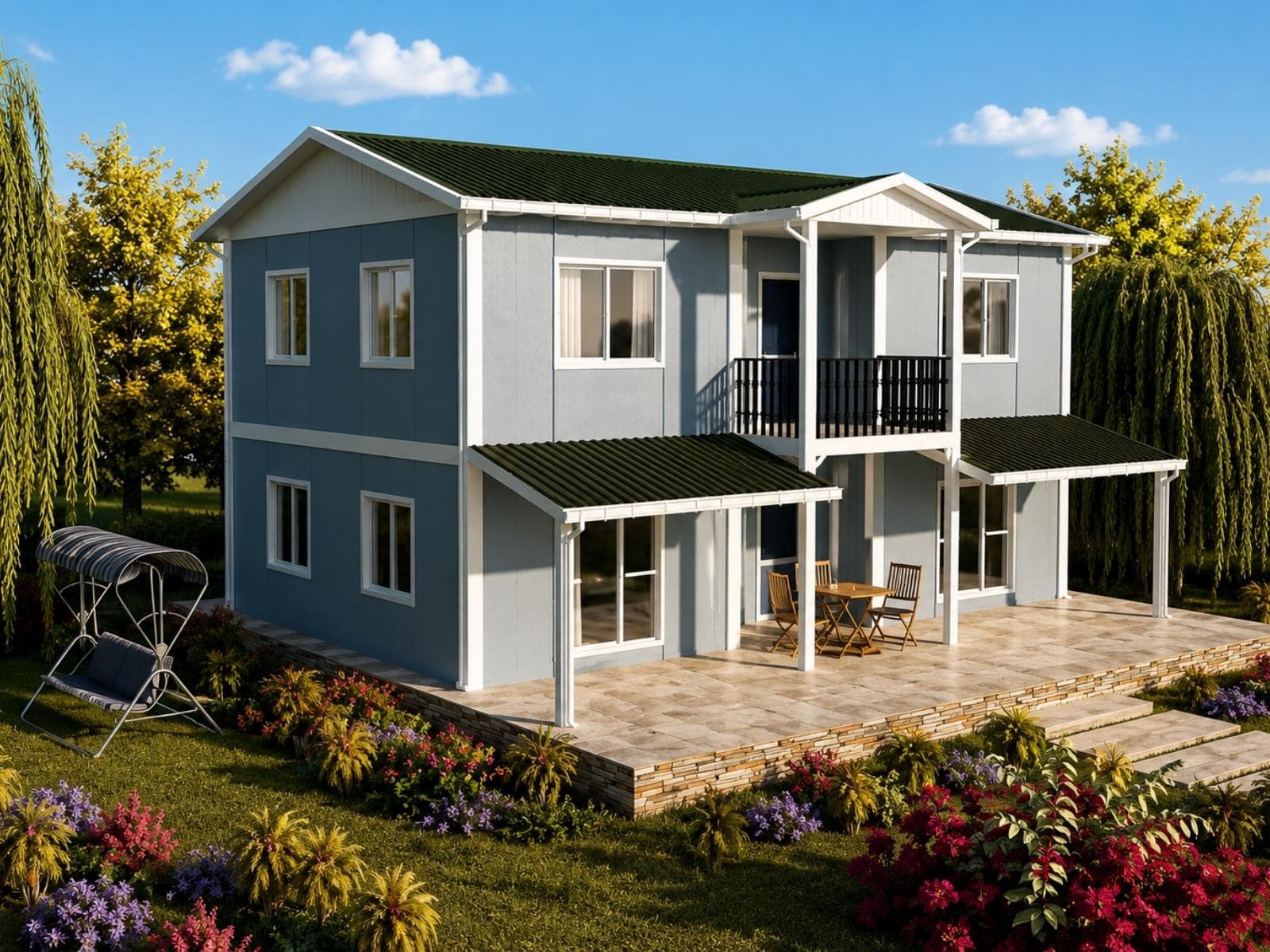 158 m² Çift Katlı Ekonomik Prefabrik Ev