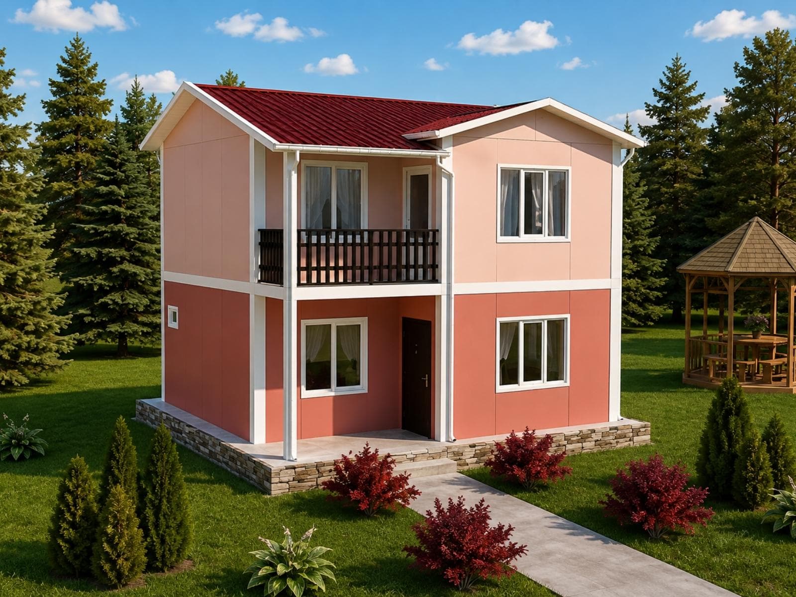 80 m² Çift Katlı Ekonomik Prefabrik Ev